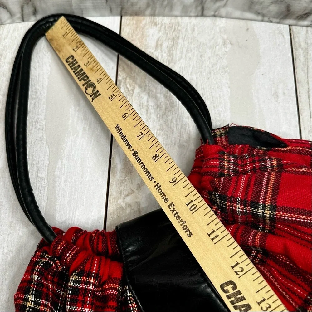Piper & Blue Large Red Tartan Plaid Slouch Hobo Bag Holiday Christmas Classic
